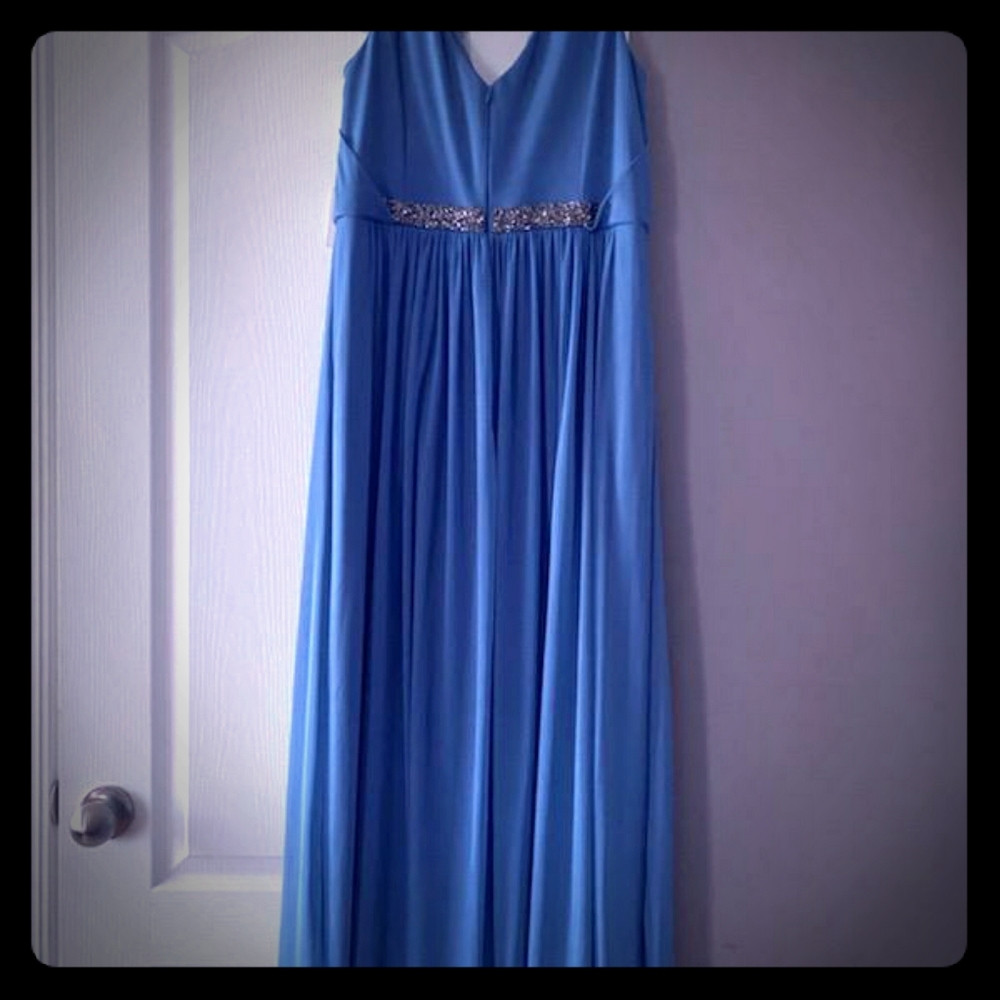 Davids Bridal Steel Blue Bridesmaid Dress